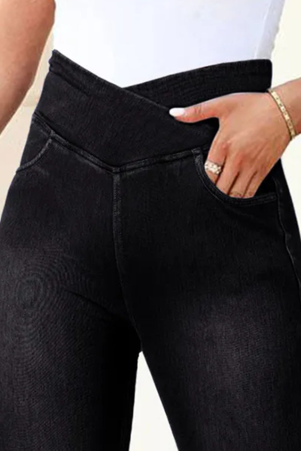 High Waist Jeans with Pockets-Bella Boutique Collective