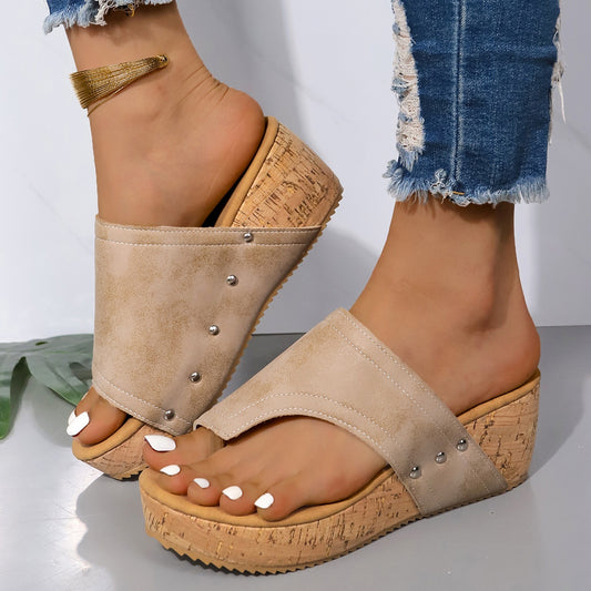 PU Leather Wedge Sandals-Bella Boutique Collective