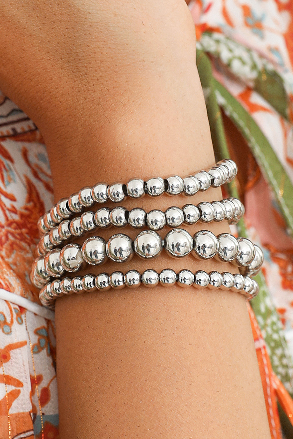 White Multi Layered Beaded Bracelet-Bella Boutique Collective