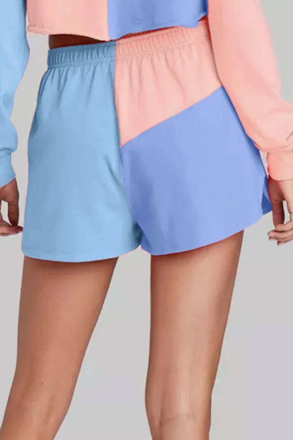 Color Block Round Neck Top and Shorts Set-Bella Boutique Collective