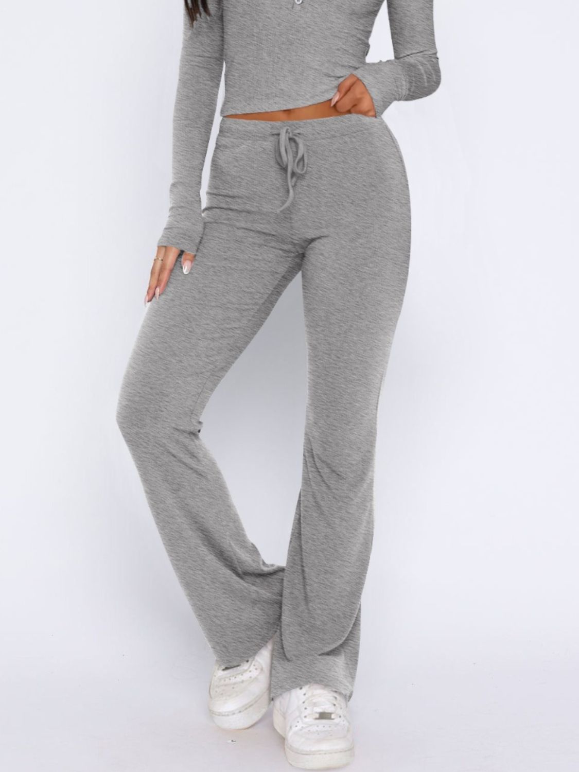V-Neck Long Sleeve Top and Pants Set-Bella Boutique Collective