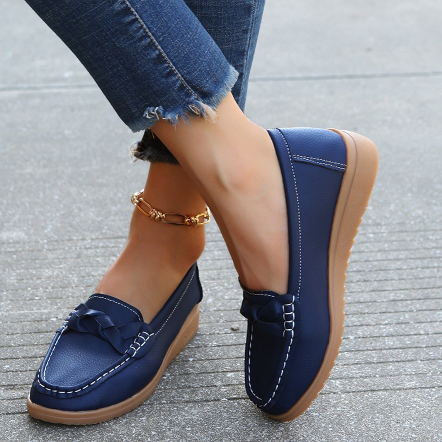 Weave Wedge Heeled Loafers-Bella Boutique Collective