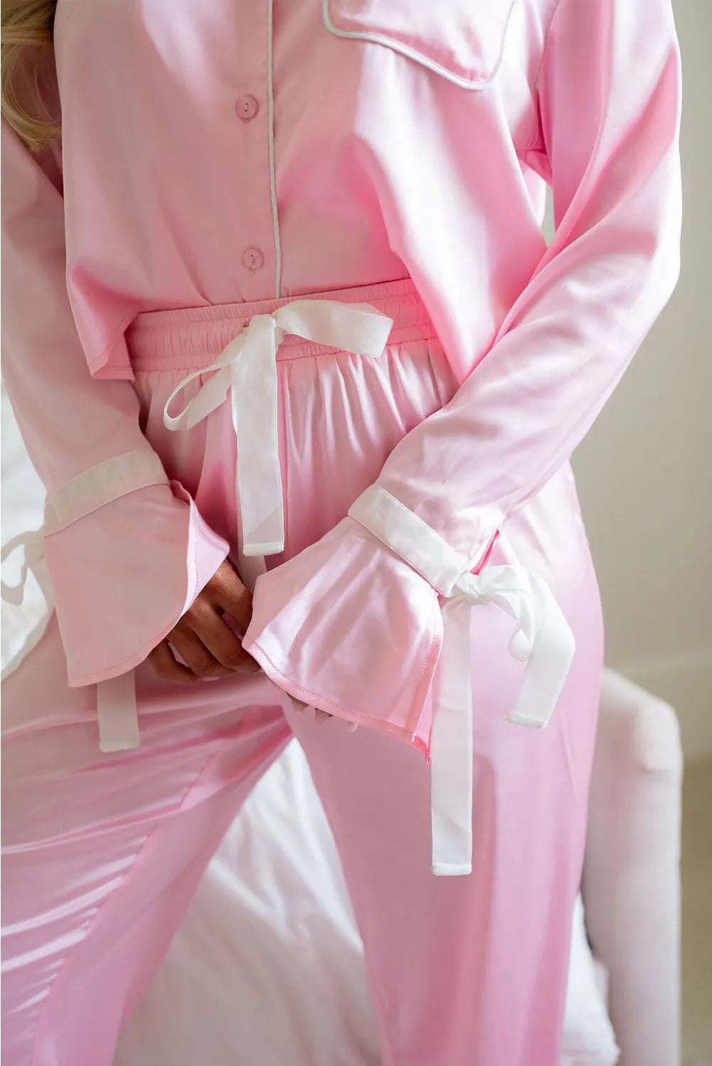 Collared Neck Long Sleeve Top and Pants Lounge Set-Bella Boutique Collective