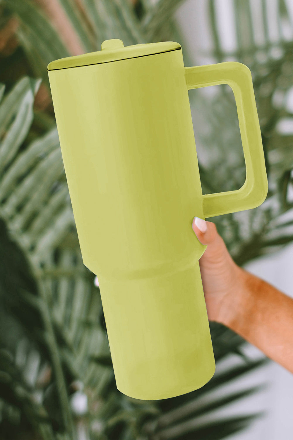 Pear Green Frosted Stainless Handle Large Vacuum Cup with Straw 40oz-Bella Boutique Collective