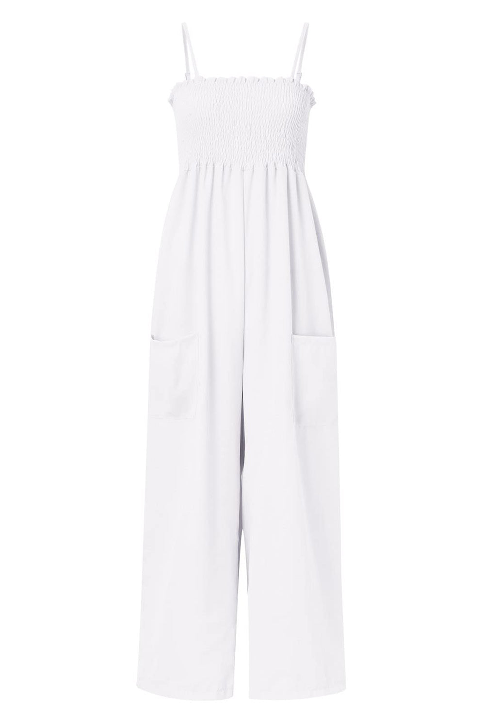 Smocked Spaghetti Strap Wide Leg Jumpsuit-Bella Boutique Collective
