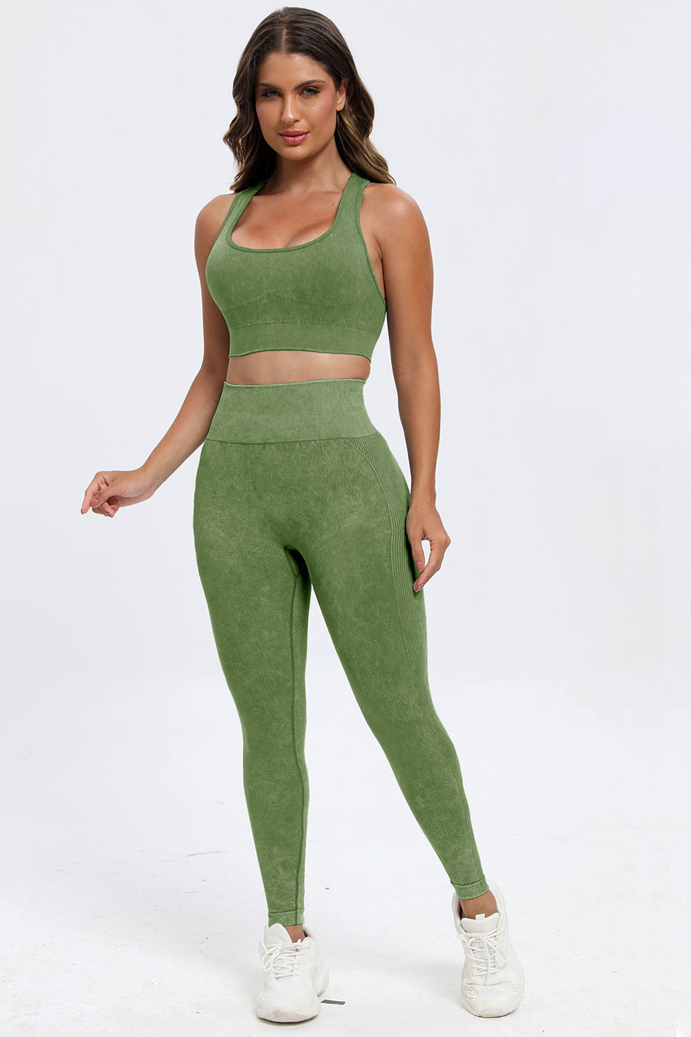 3 Piece Washed Square Neck Wide Strap Active Set-Bella Boutique Collective