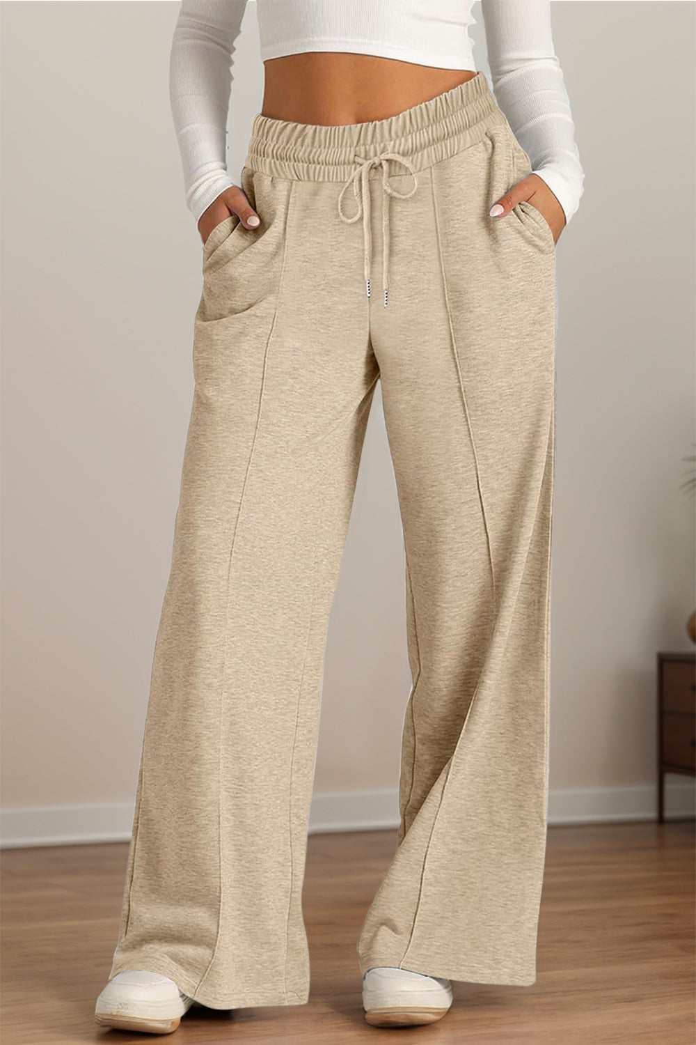 Drawstring Elastic Waist Wide Leg Pants-Bella Boutique Collective