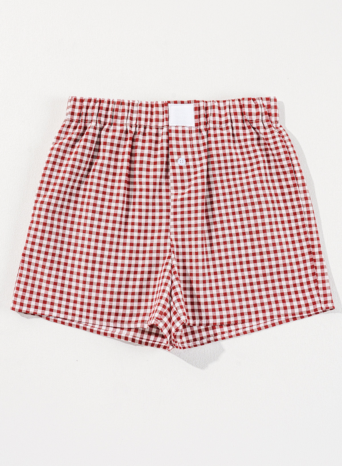 Red Gingham Printed High Waist Shorts-Bella Boutique Collective