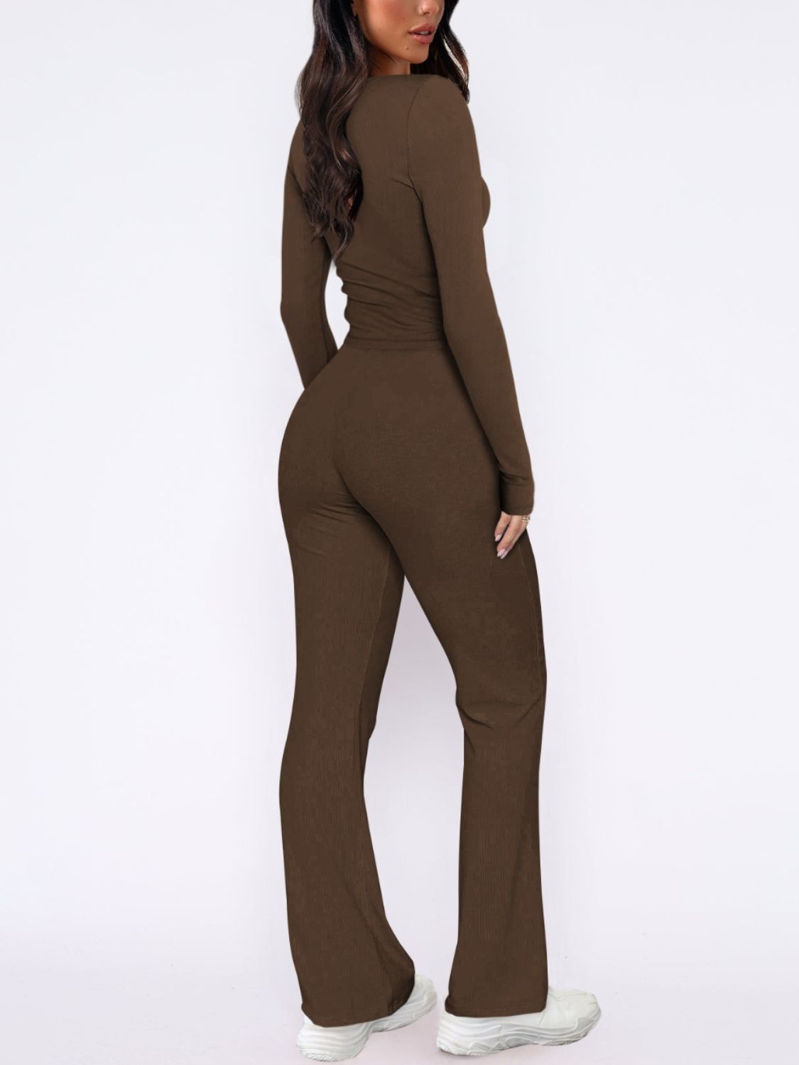 V-Neck Long Sleeve Top and Pants Set-Bella Boutique Collective
