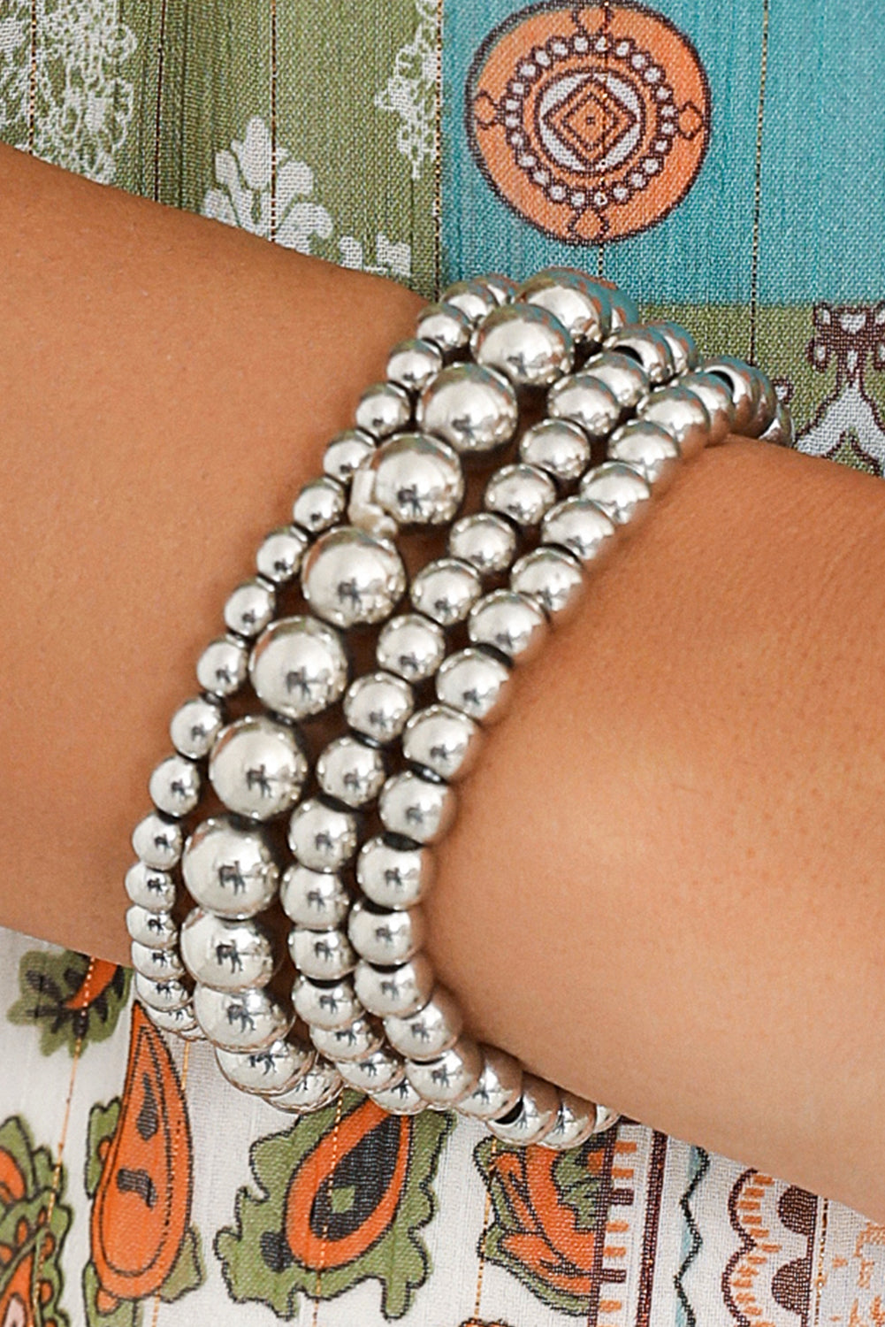 White Multi Layered Beaded Bracelet-Bella Boutique Collective