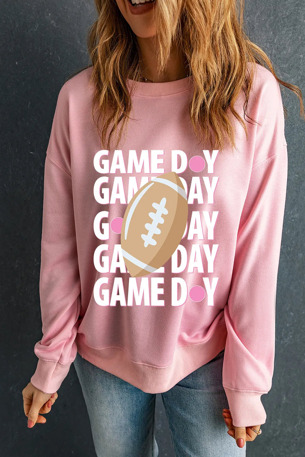 GAME DAY Round Neck Long Sleeve Sweatshirt-Bella Boutique Collective