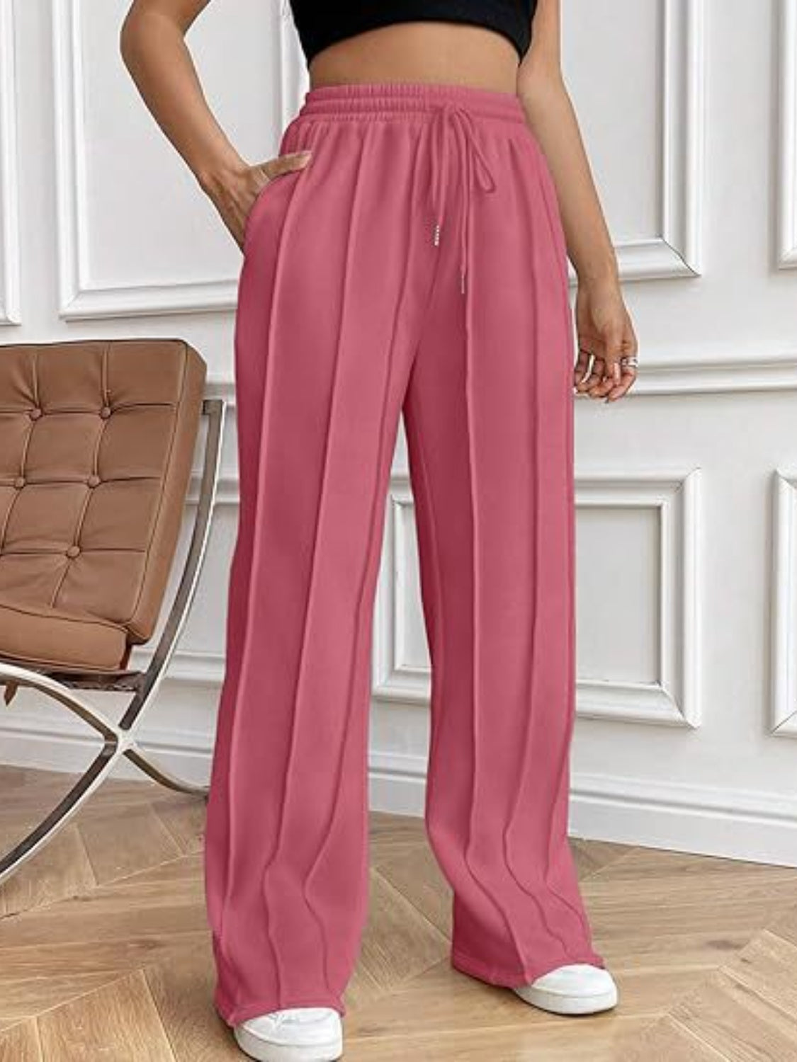 Drawstring Wide Leg Pants with Pockets-Bella Boutique Collective