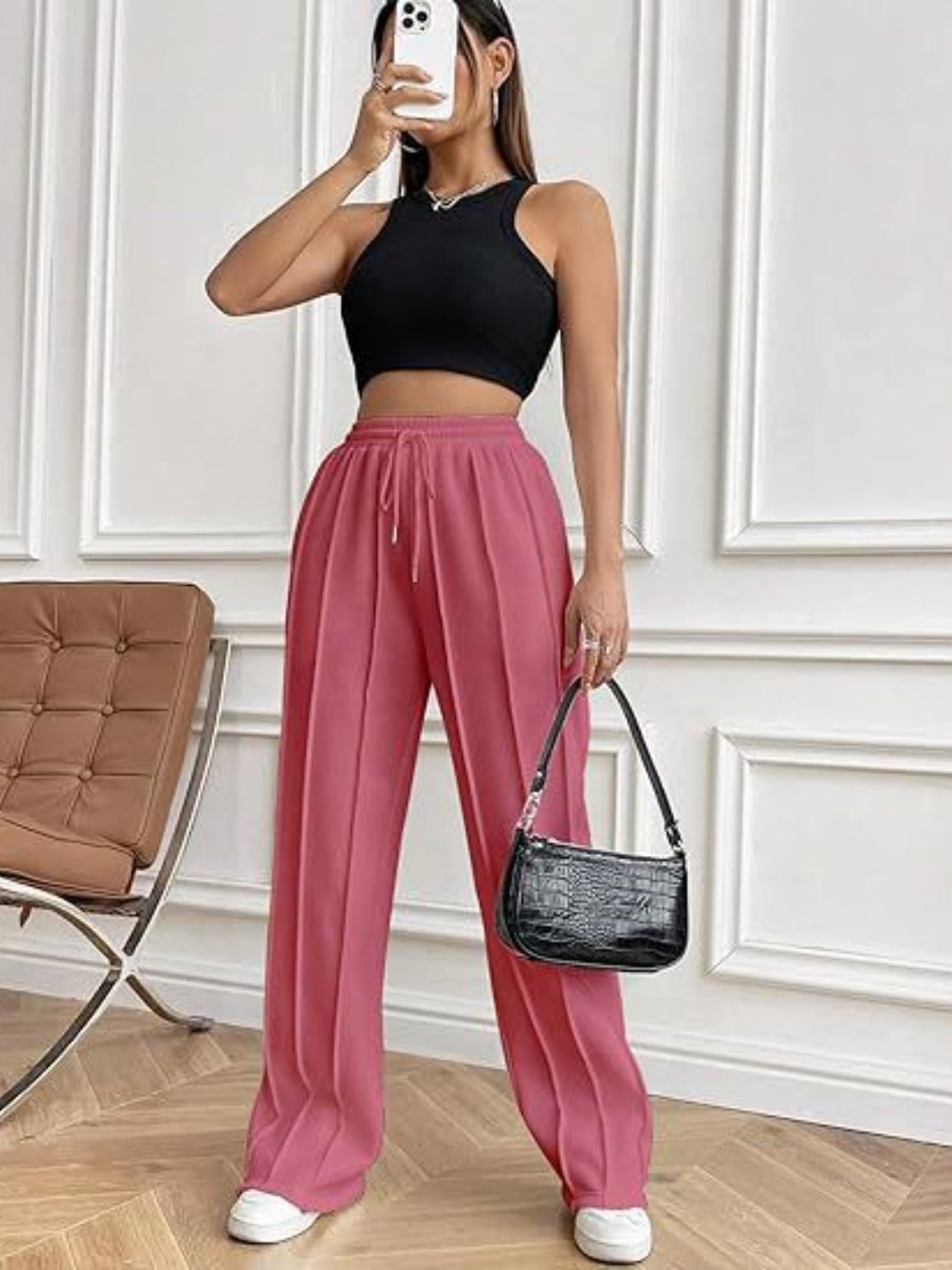 Drawstring Wide Leg Pants with Pockets-Bella Boutique Collective