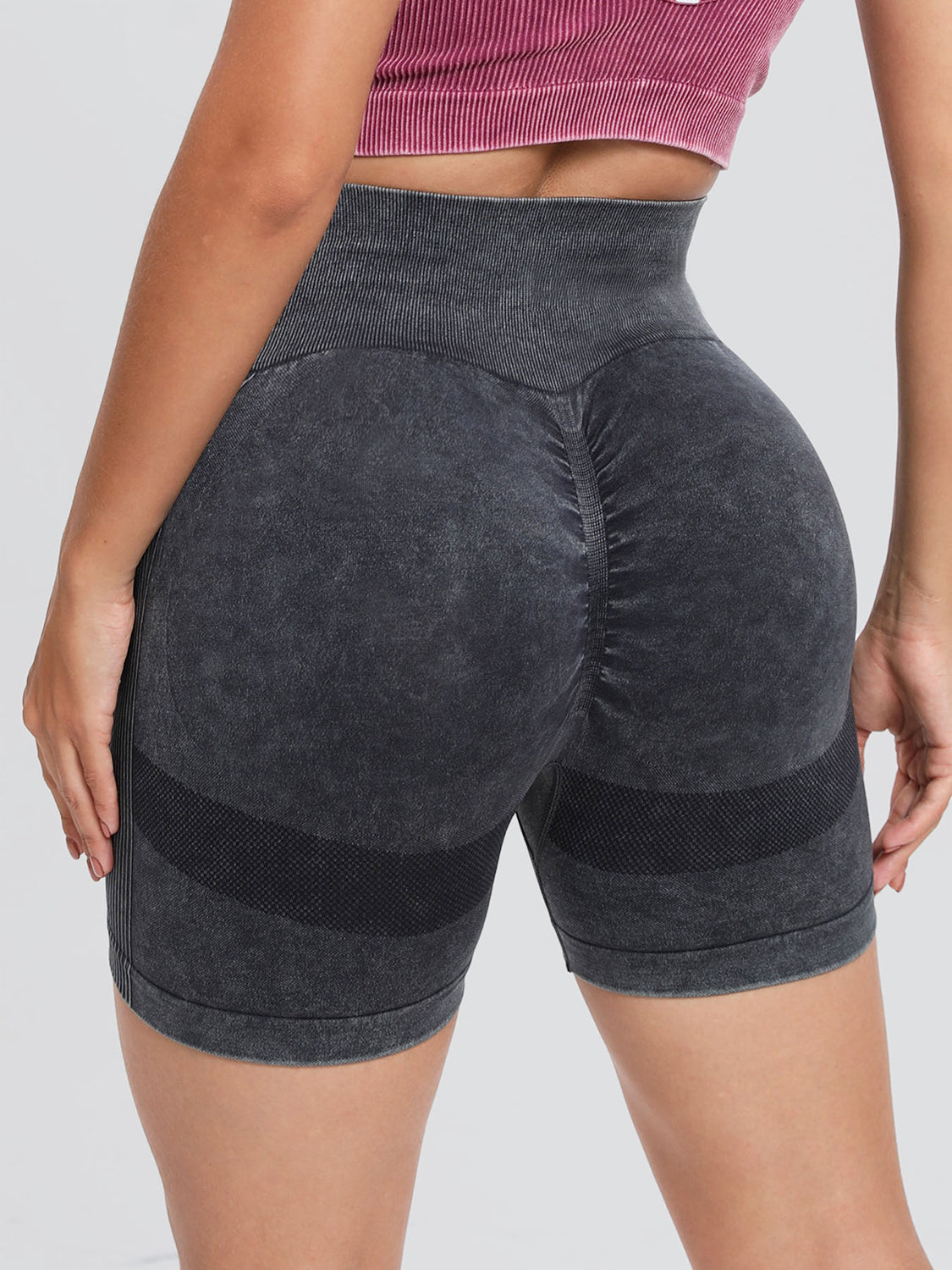 Washed High Waist Active Shorts-Bella Boutique Collective