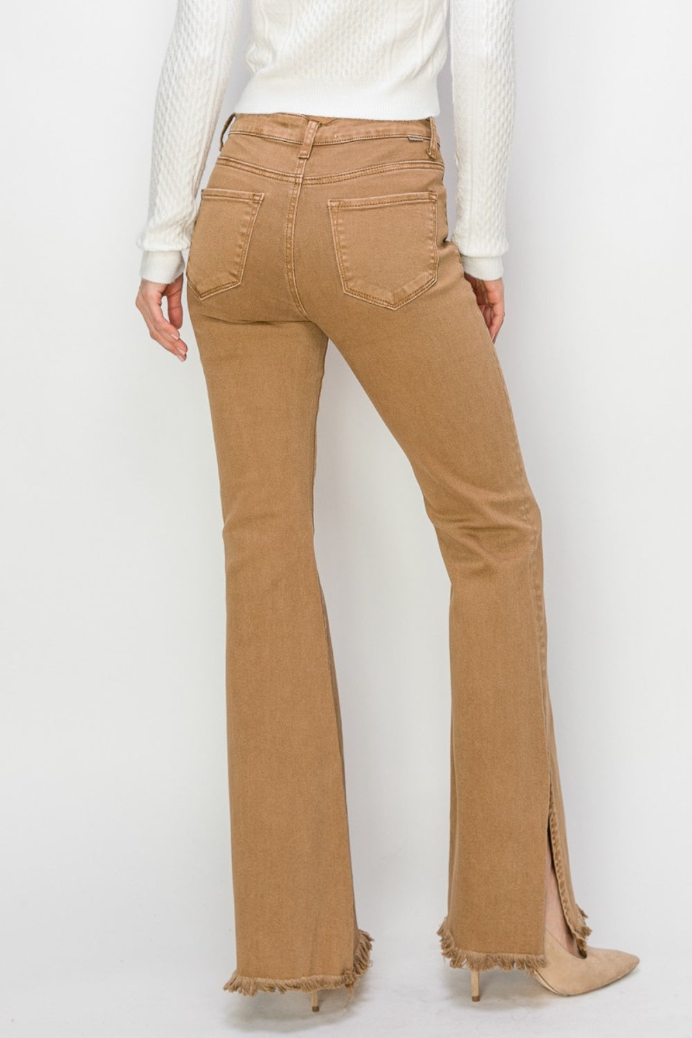 RISEN Bailey Full Size High Waist Side Slit Flare Jeans-Bella Boutique Collective
