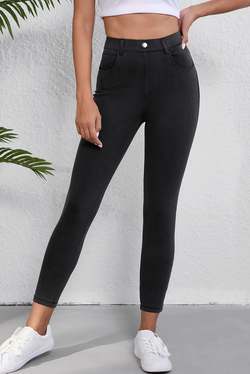High Waist Jeans with Pockets-Bella Boutique Collective