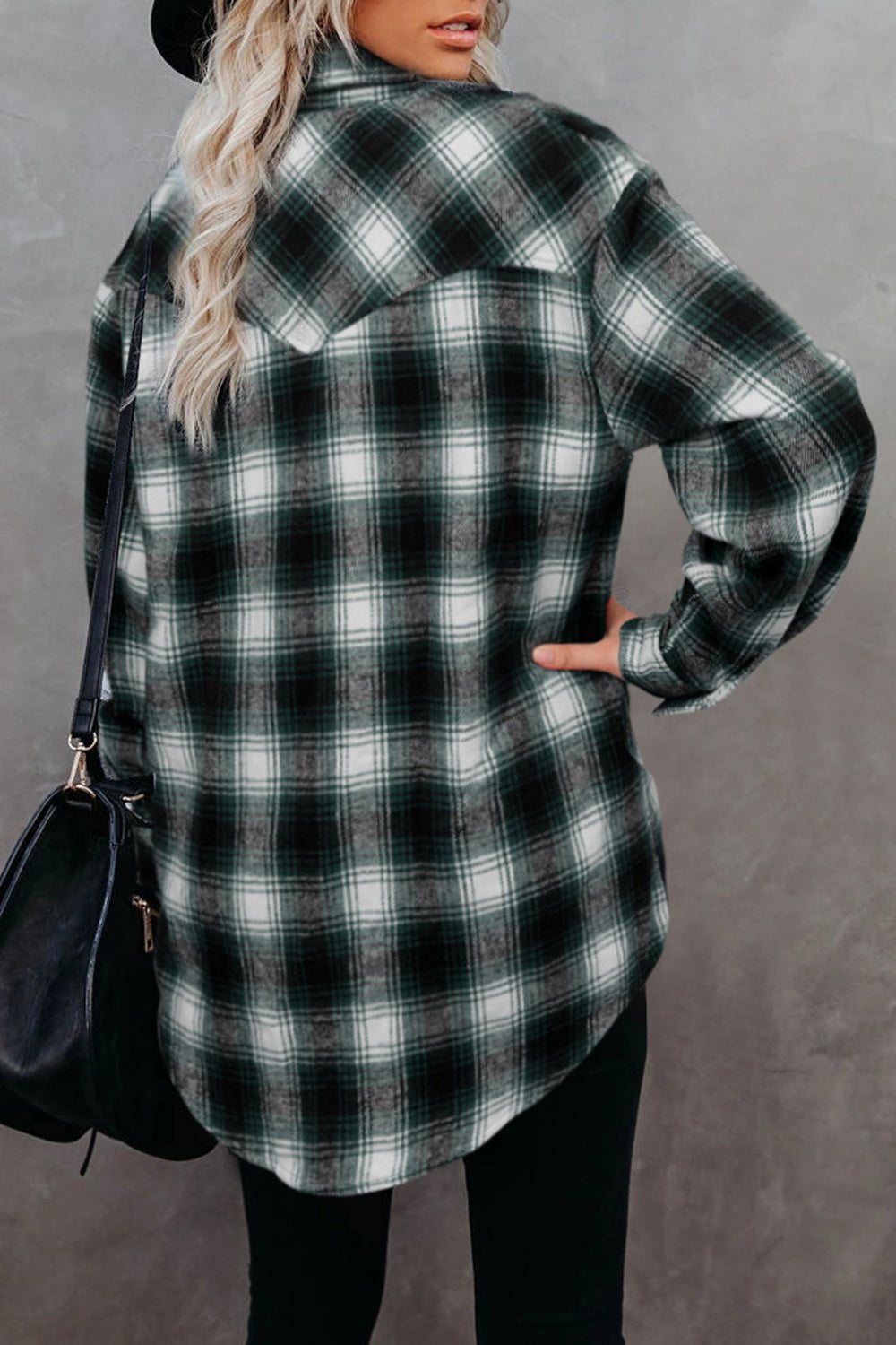 Full Size Plaid Collared Neck Long Sleeve Shirt-Bella Boutique Collective