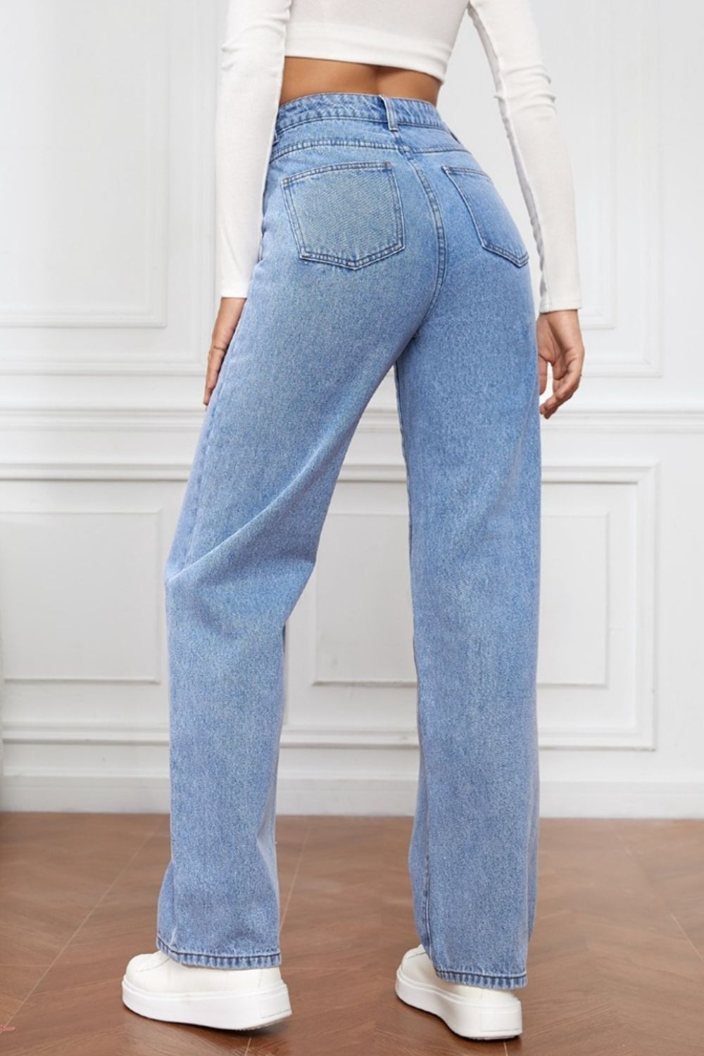 High Waist Straight Jeans-Bella Boutique Collective