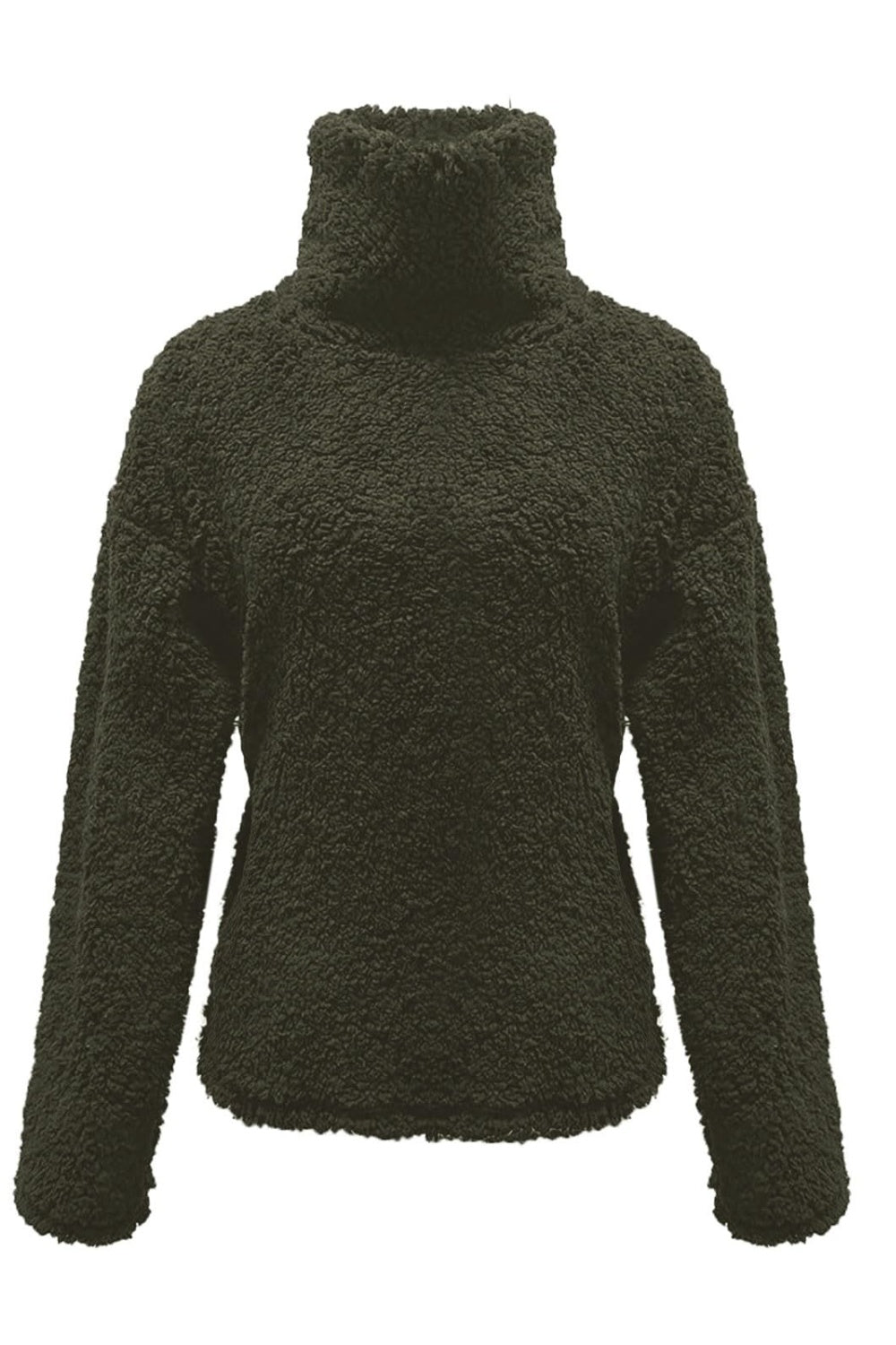 Fuzzy Turtleneck Long Sleeve Sweatshirt-Bella Boutique Collective