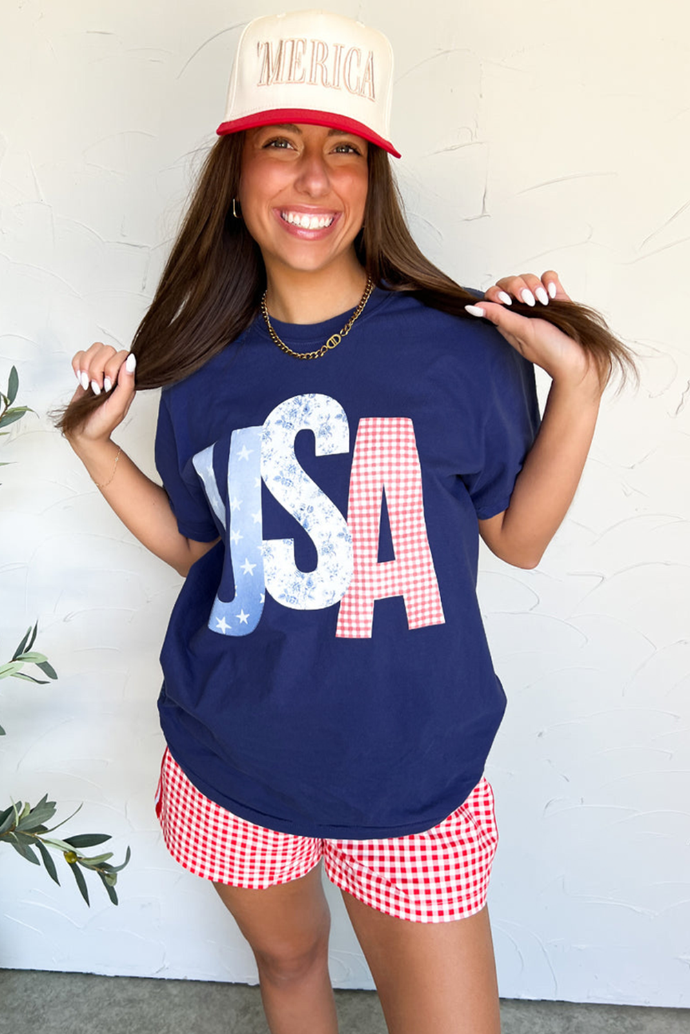 Blue USA Graphic July 4th Crew Neck T Shirt-Bella Boutique Collective