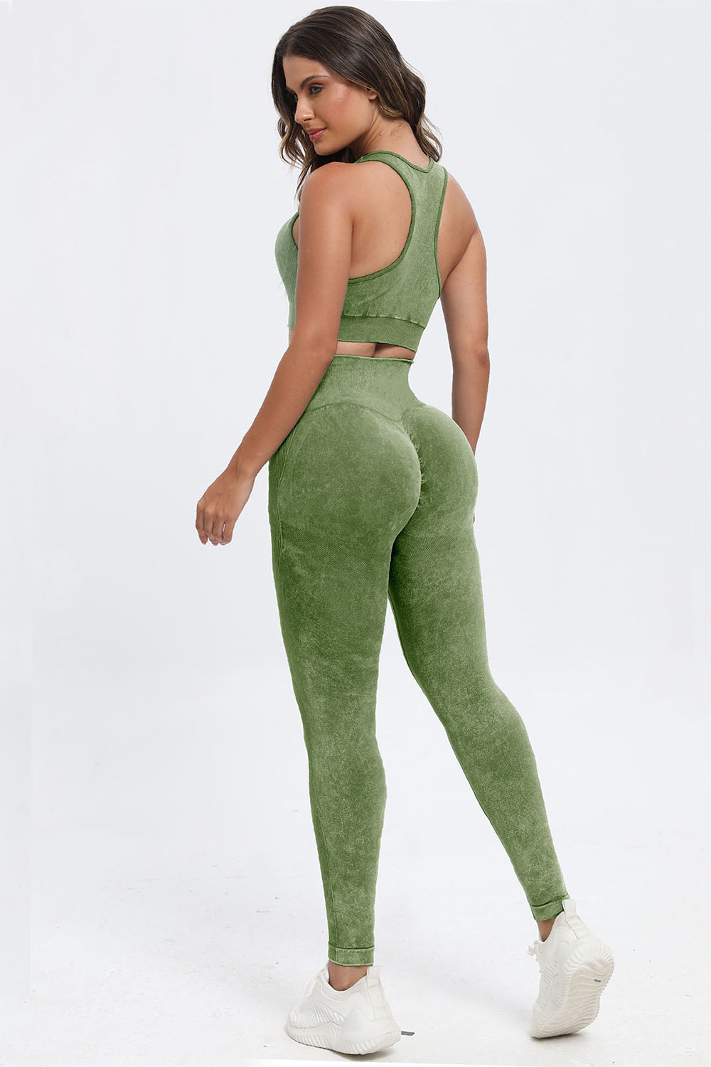 3 Piece Washed Square Neck Wide Strap Active Set-Bella Boutique Collective