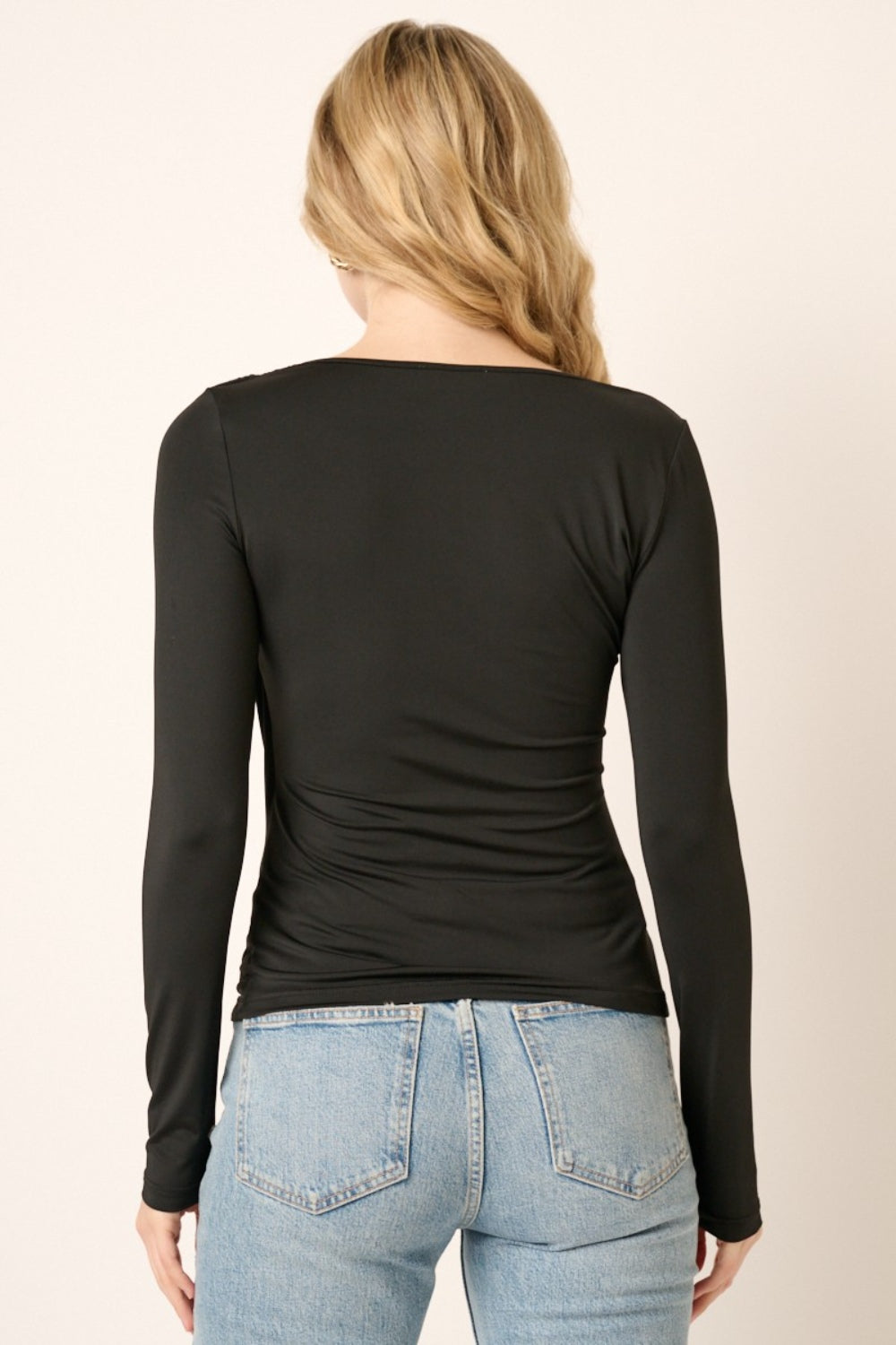 Mittoshop Ruched Long Sleeve Slim Top-Bella Boutique Collective