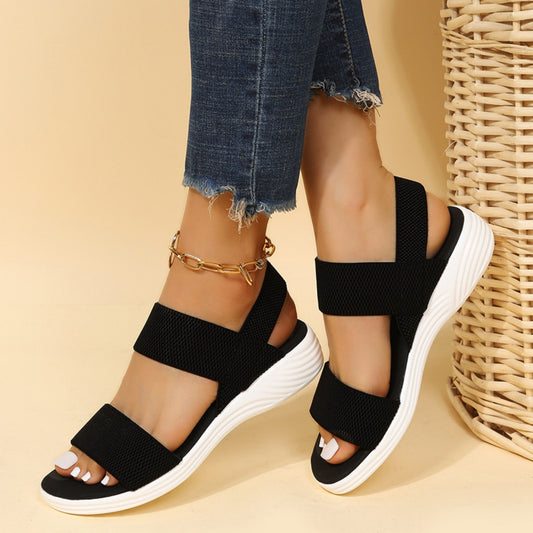 Rubber Open Toe Low Heel Sandals-Bella Boutique Collective