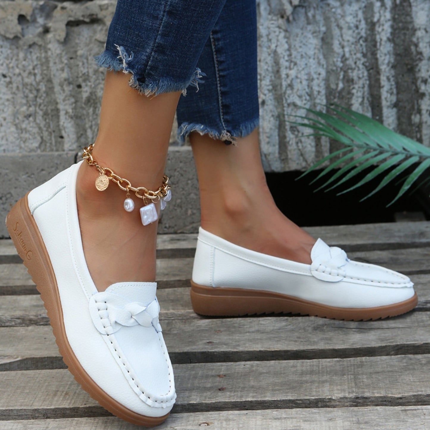 Weave Wedge Heeled Loafers-Bella Boutique Collective