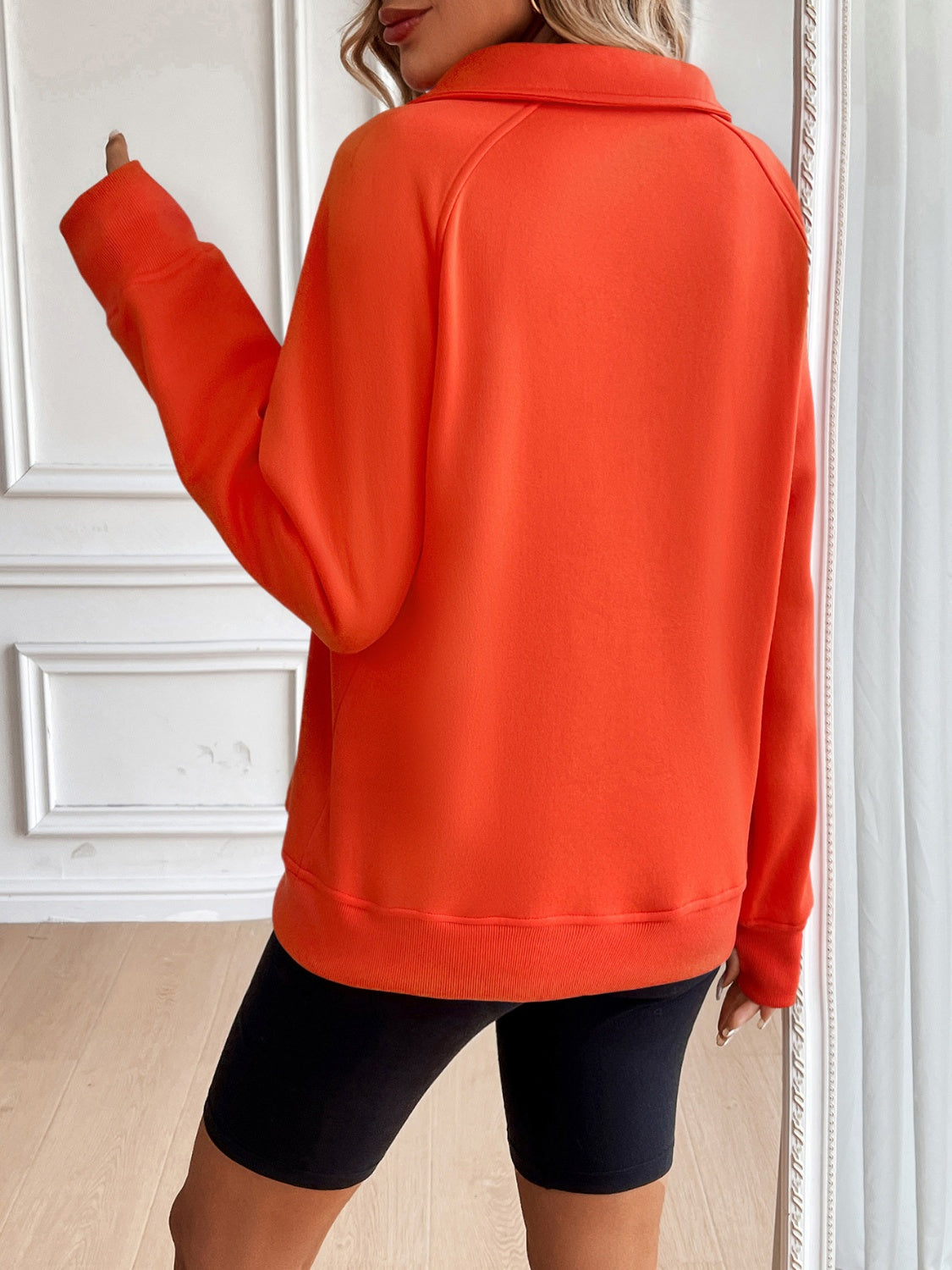 Ivy Lane Half Zip Raglan Sleeve Sweatshirt-Bella Boutique Collective