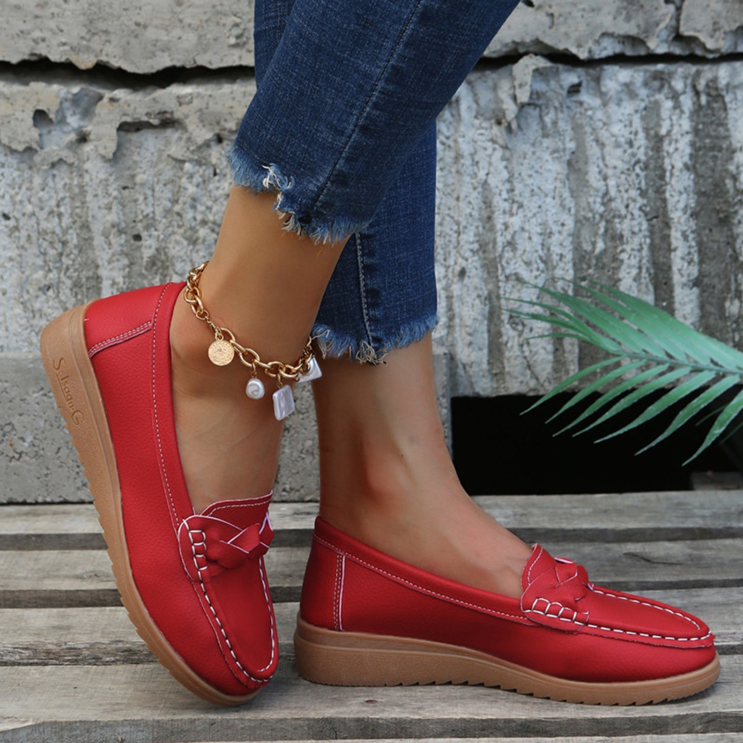 Weave Wedge Heeled Loafers-Bella Boutique Collective