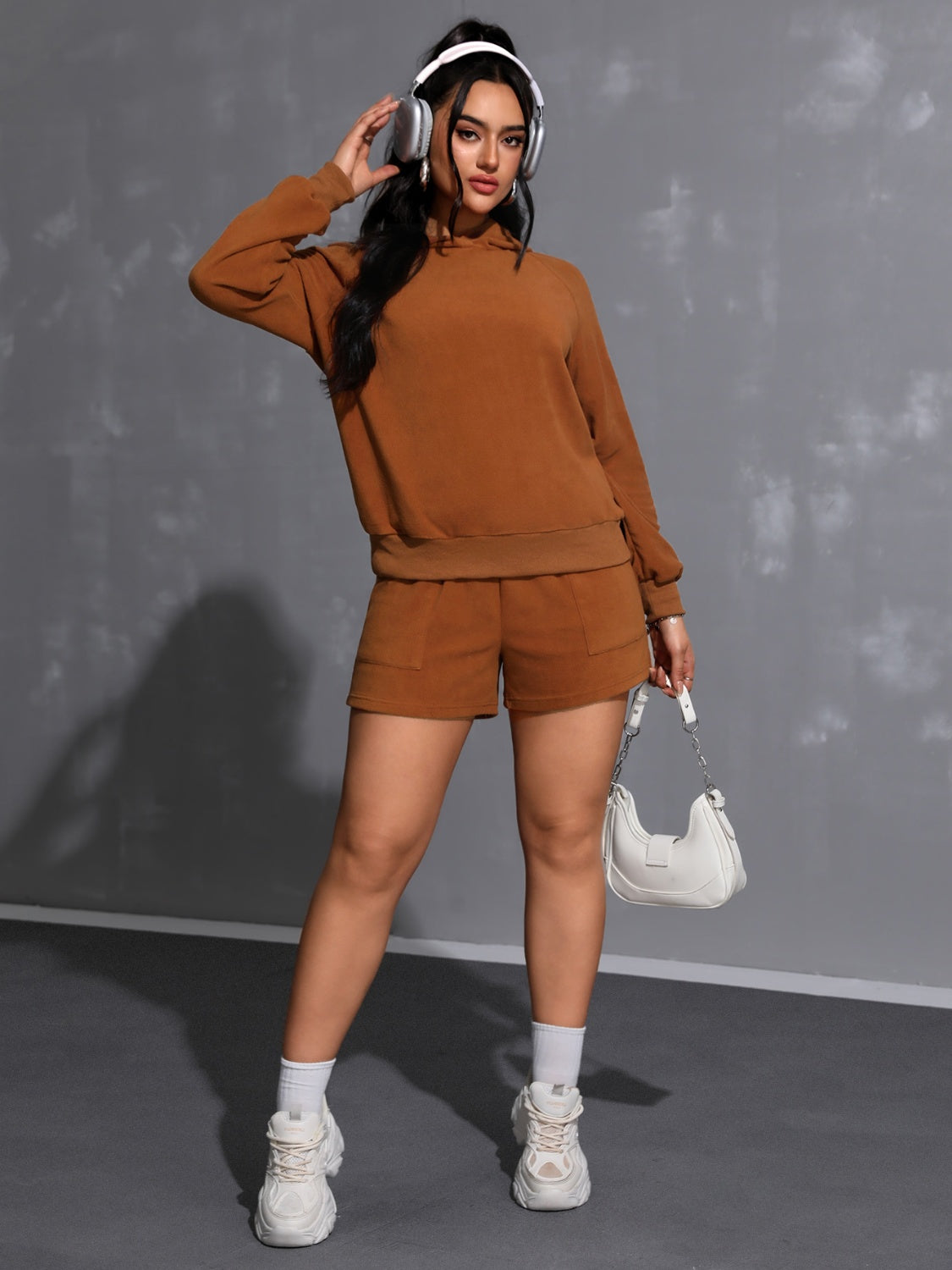 Long Sleeve Hoodie and Pocketed Shorts Set-Bella Boutique Collective