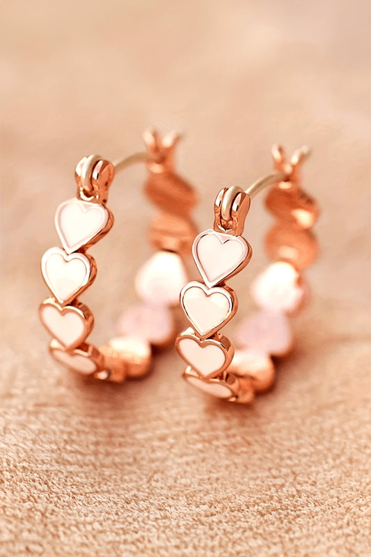 White Heart Shape Plated Alloy Small Hook Earrings-Bella Boutique Collective