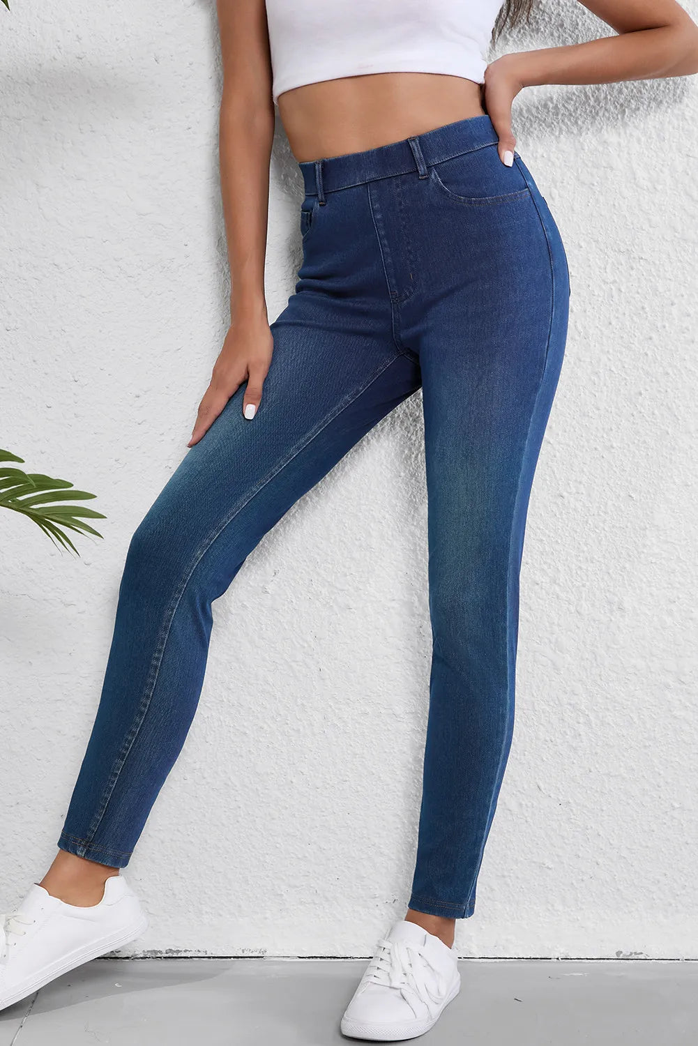High Waist Skinny Jeans with Pockets-Bella Boutique Collective