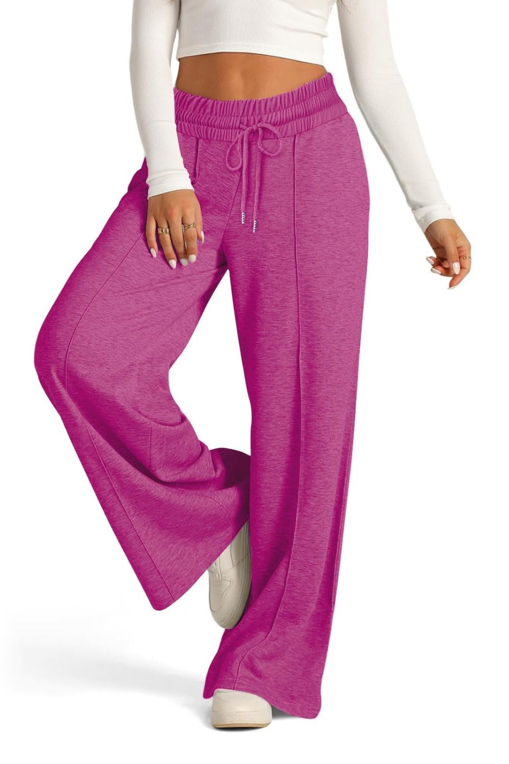 Drawstring Elastic Waist Wide Leg Pants-Bella Boutique Collective