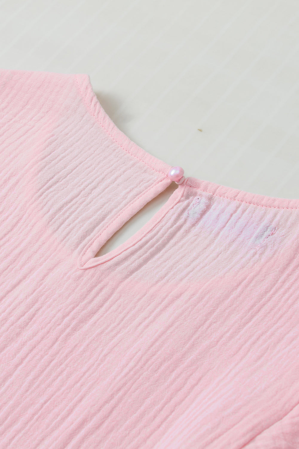 Light Pink Crinkled Cotton Gauze Ruffle Sleeve Blouse-Bella Boutique Collective