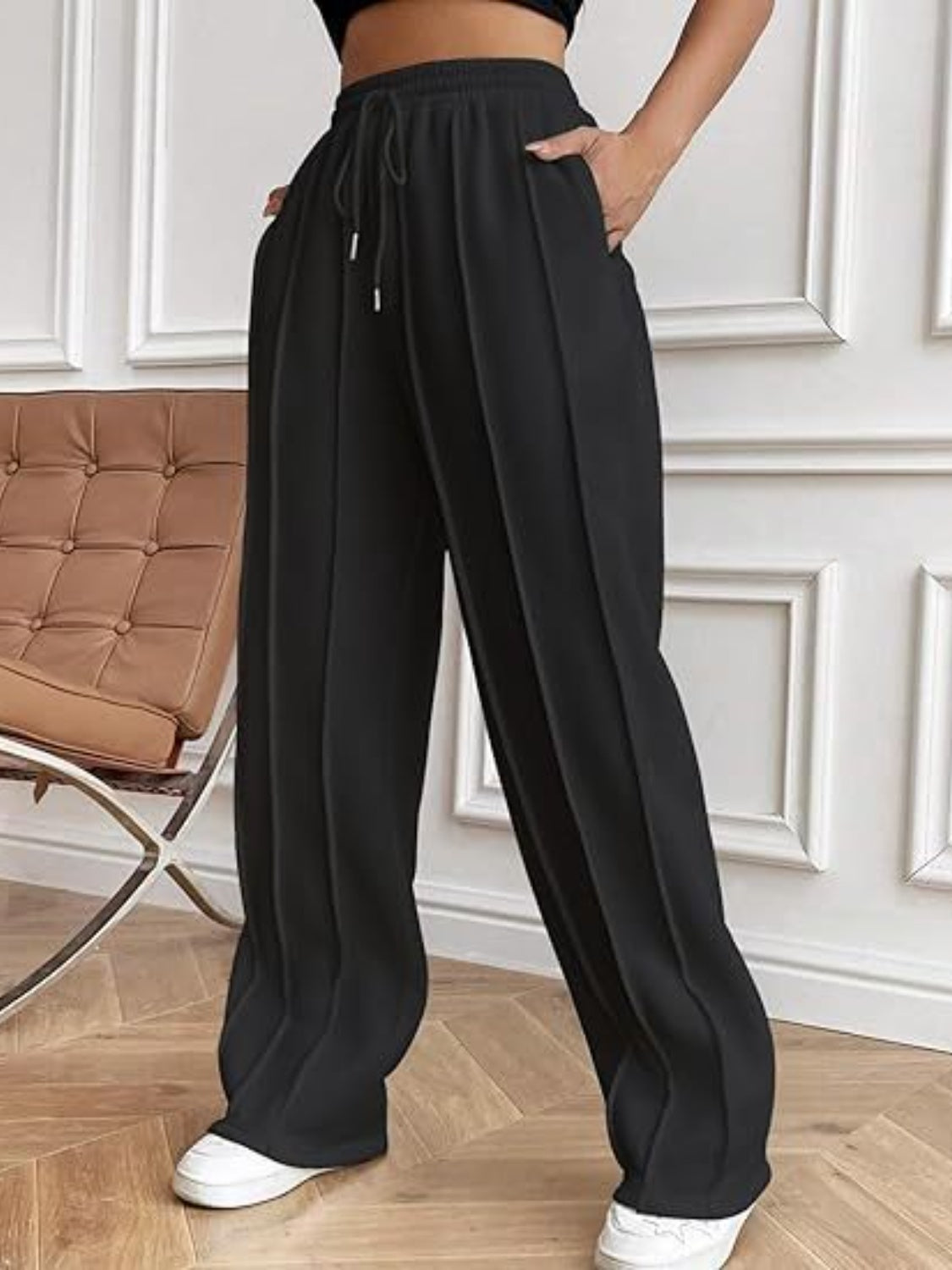 Drawstring Wide Leg Pants with Pockets-Bella Boutique Collective