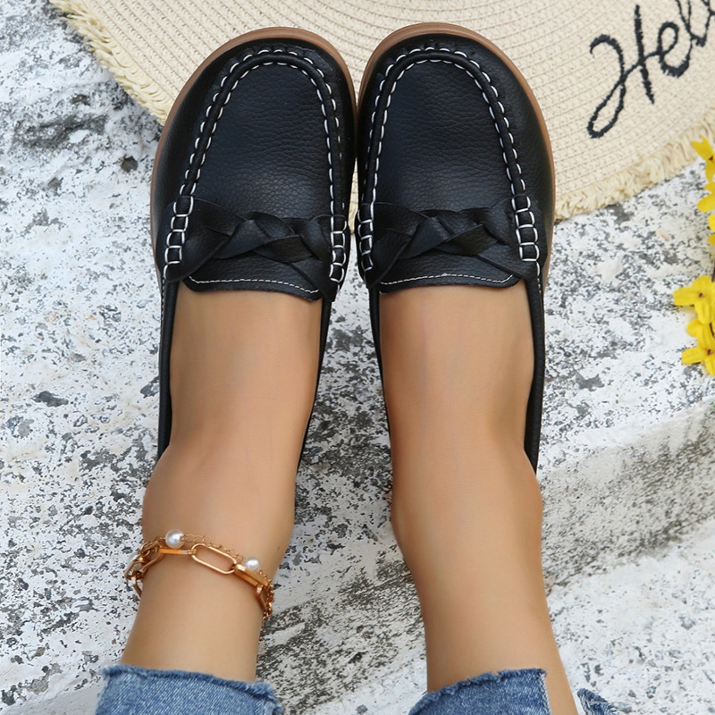 Weave Wedge Heeled Loafers-Bella Boutique Collective