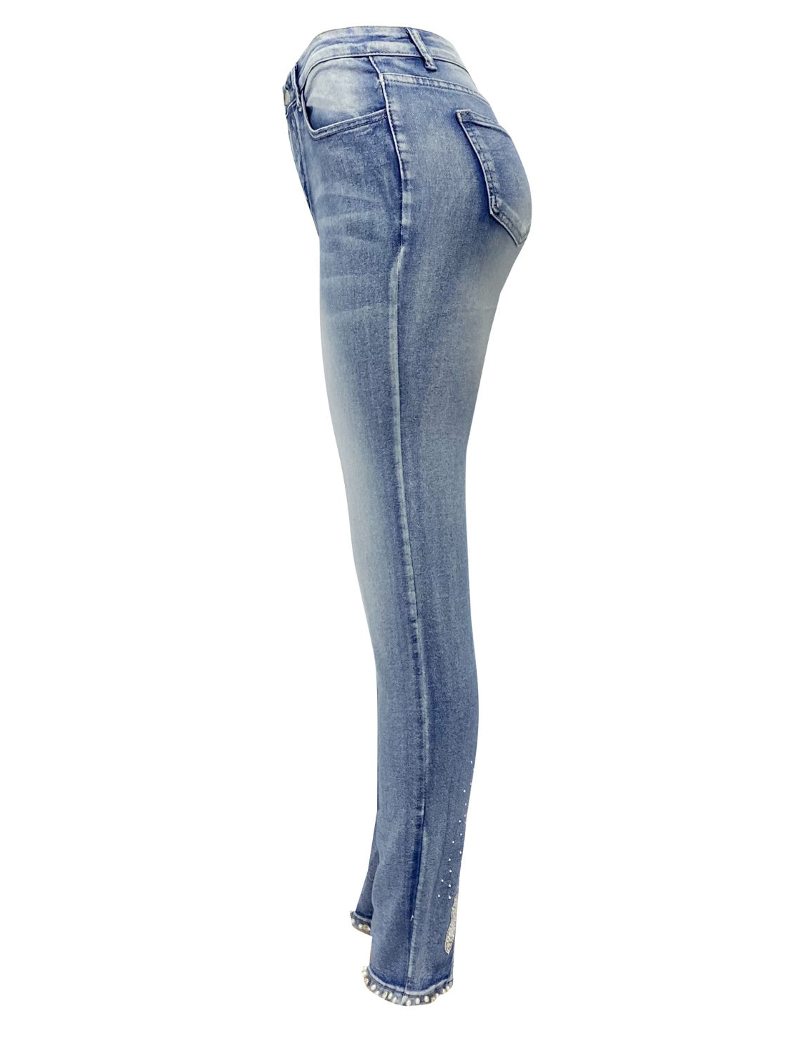 Rhinestone Skinny Jeans with Pockets-Bella Boutique Collective