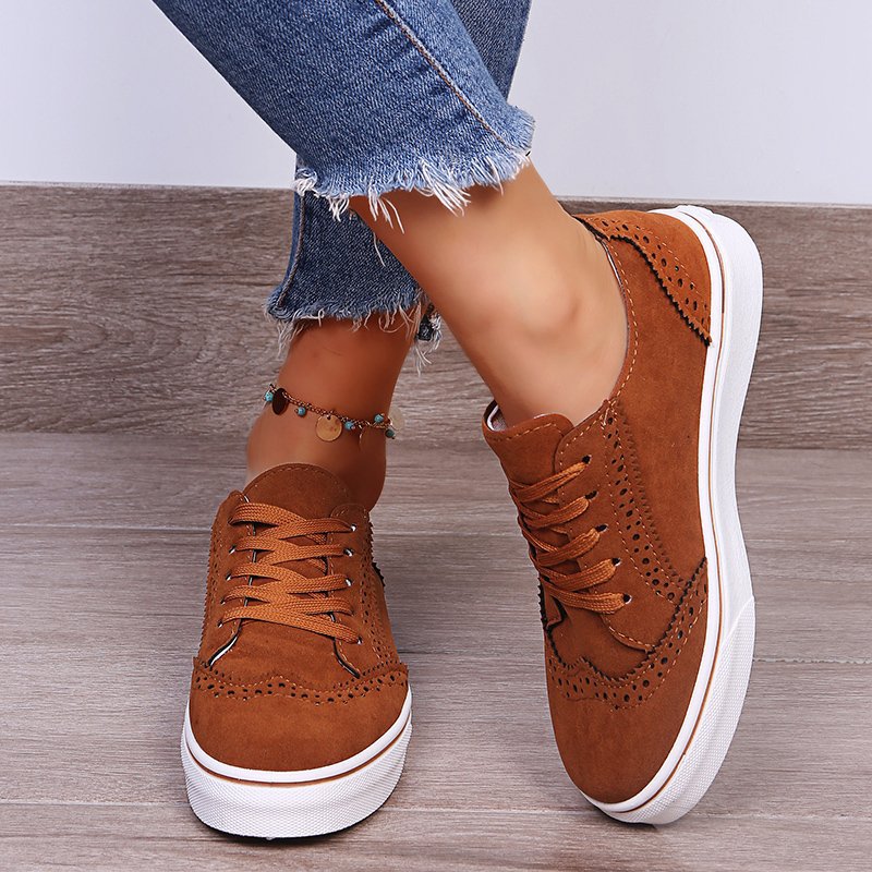 Lace-Up Suedette Flat Sneakers-Bella Boutique Collective