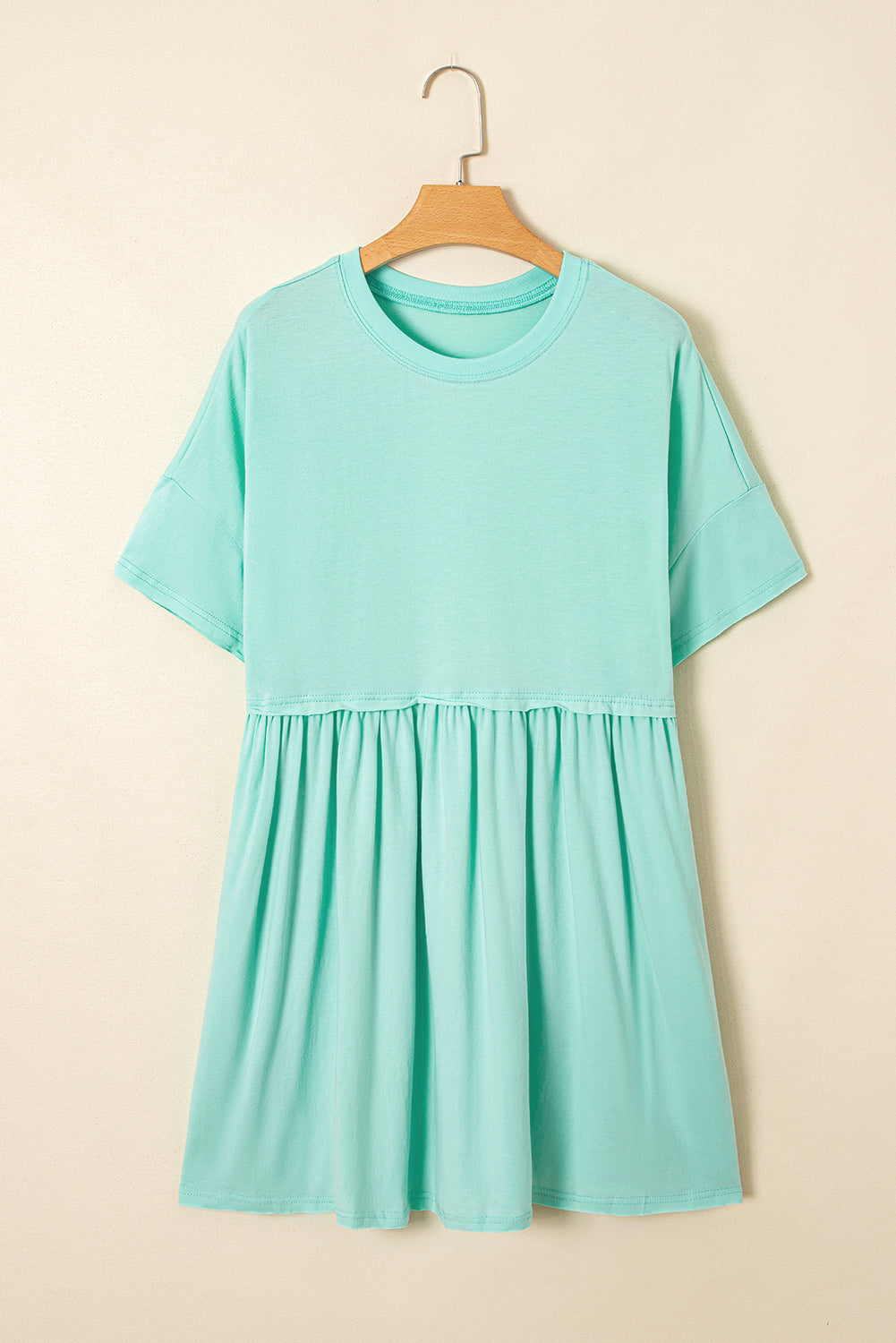 Moonlight Jade Solid Color Pocketed Raw Edge Babydoll Dress-Bella Boutique Collective