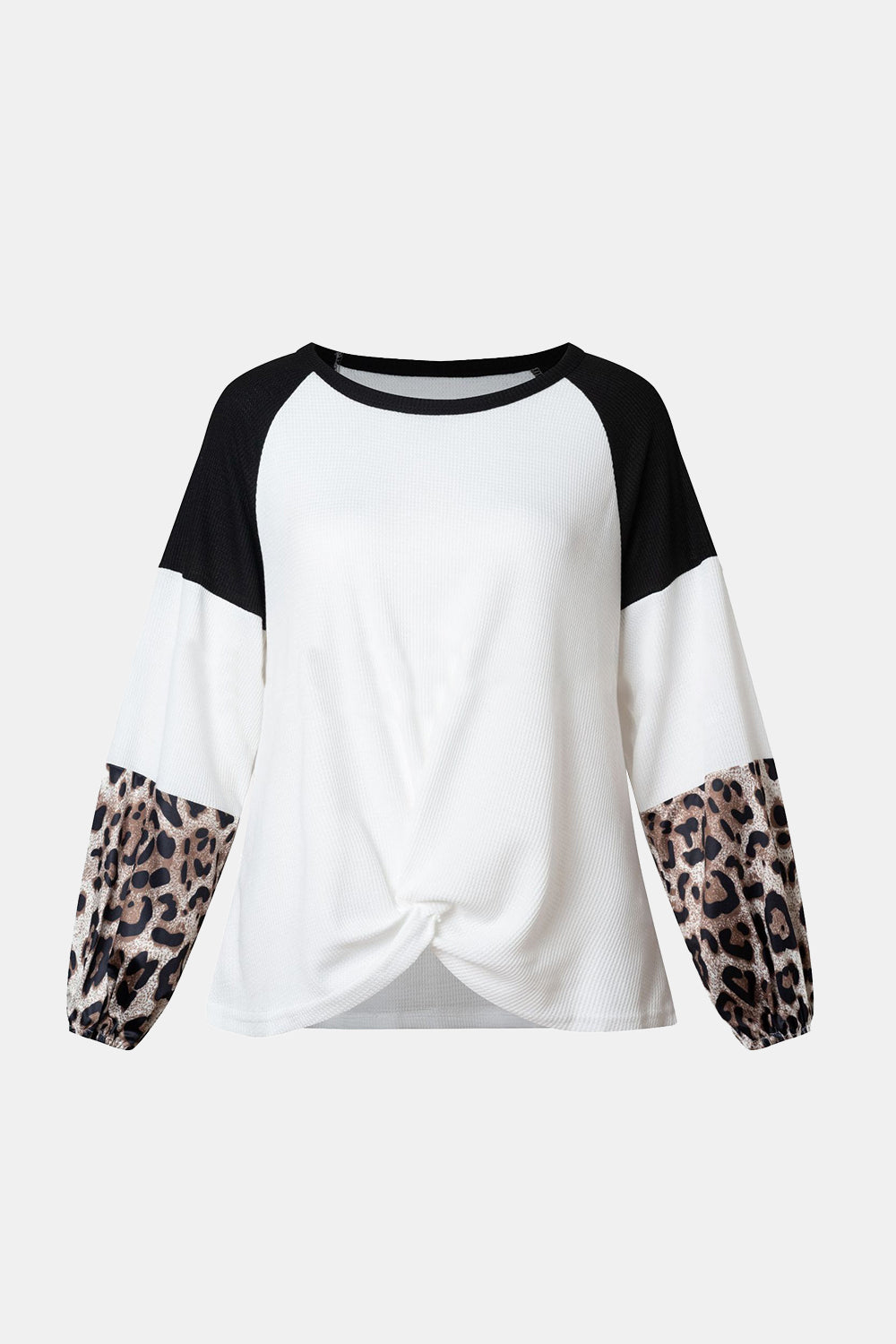 Twisted Color Block Round Neck Long Sleeve T-Shirt-Bella Boutique Collective
