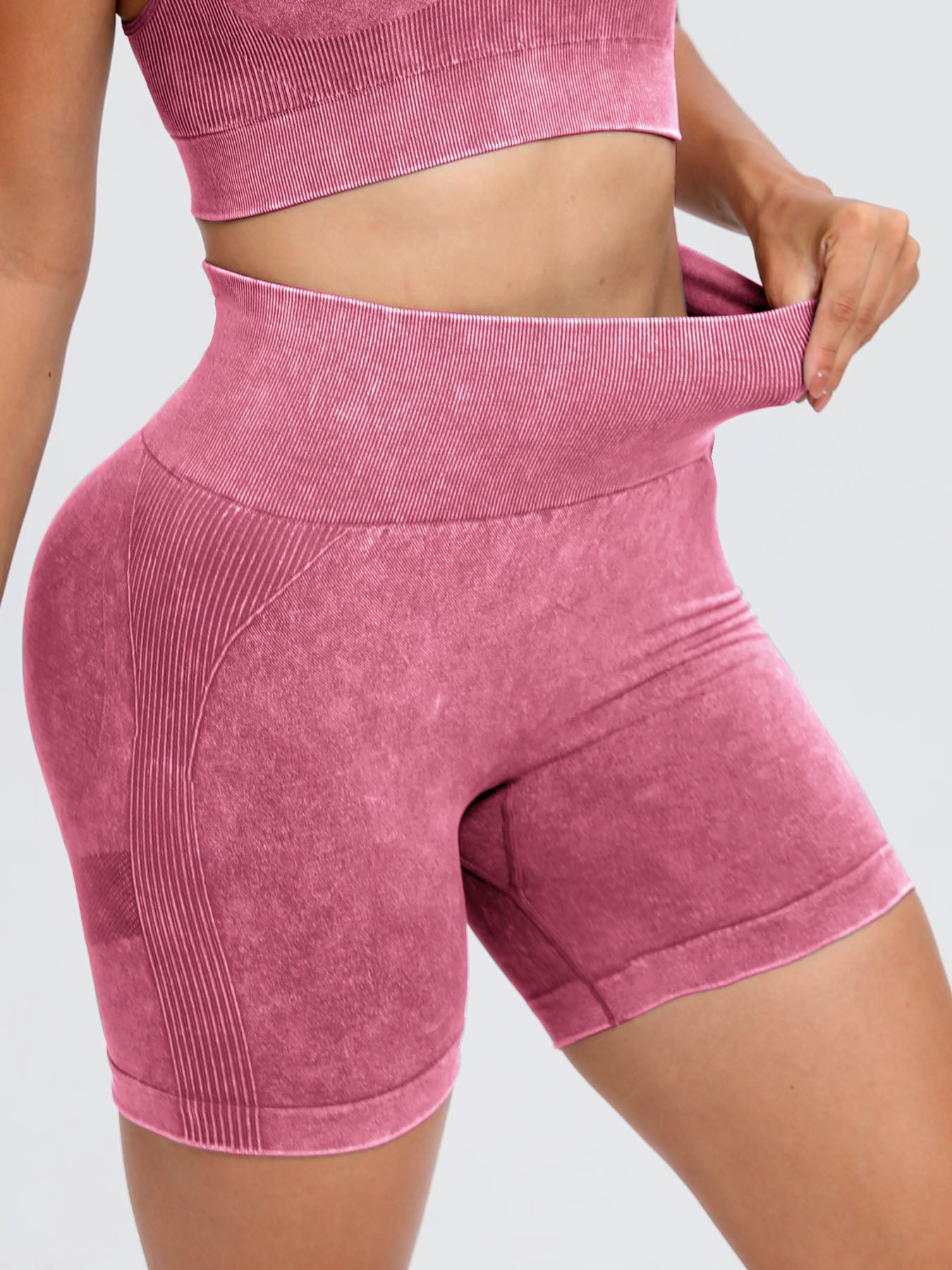 Washed High Waist Active Shorts-Bella Boutique Collective