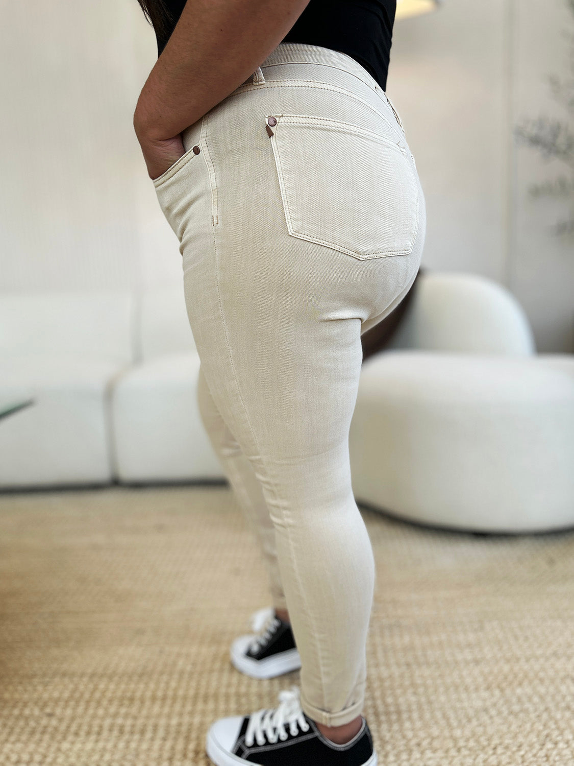 Judy Blue Full Size Garment Dyed Tummy Control Skinny Jeans-Bella Boutique Collective