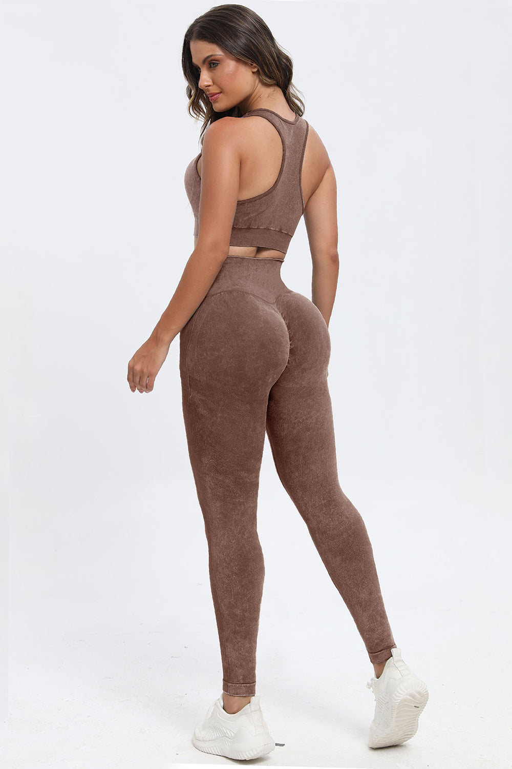 3 Piece Washed Square Neck Wide Strap Active Set-Bella Boutique Collective