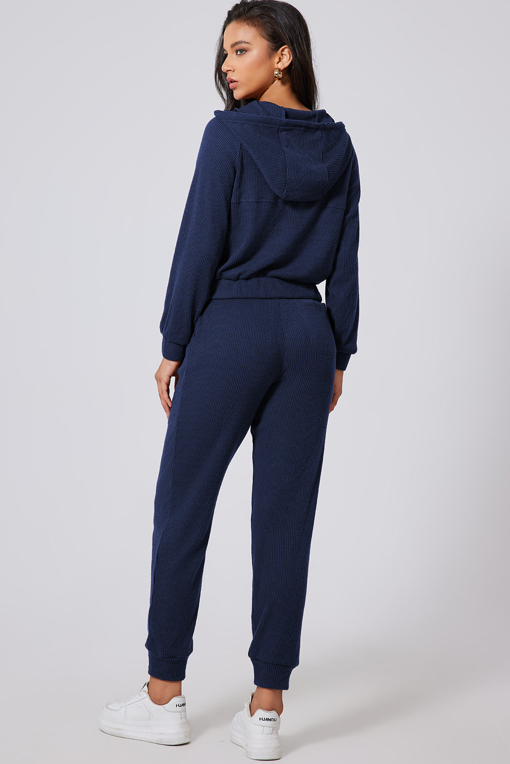Drawstring Half Zip Hoodie and Joggers Active Set-Bella Boutique Collective