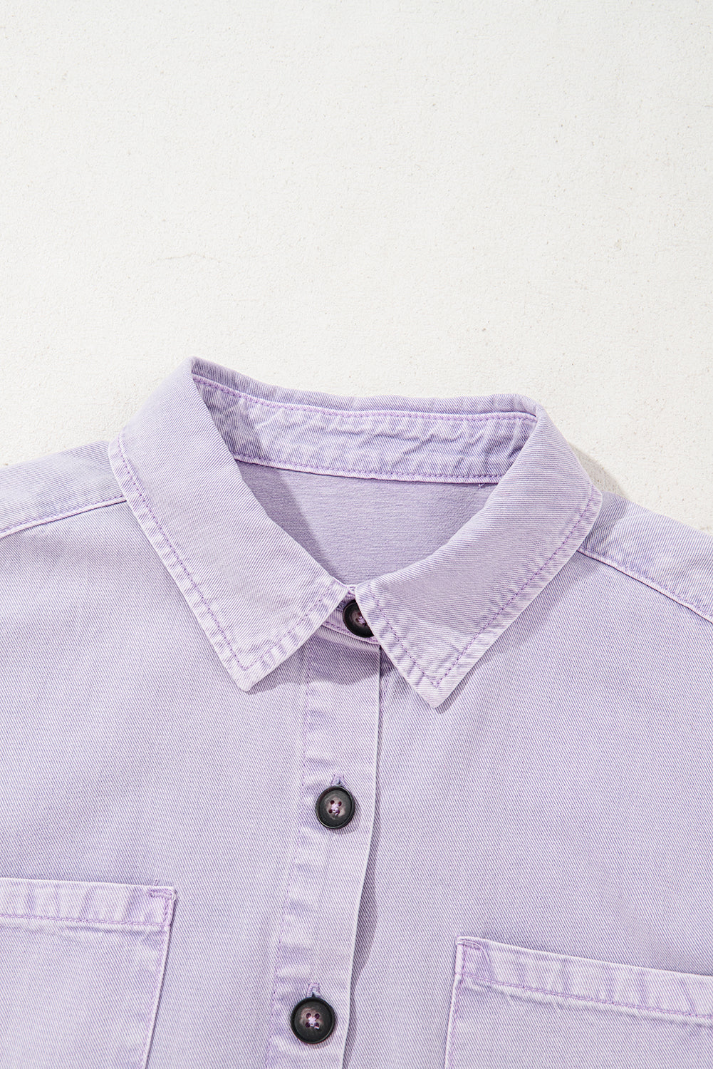 Orchid Petal Short Sleeve Double Chest Pocket Denim Shirt Dress-Bella Boutique Collective