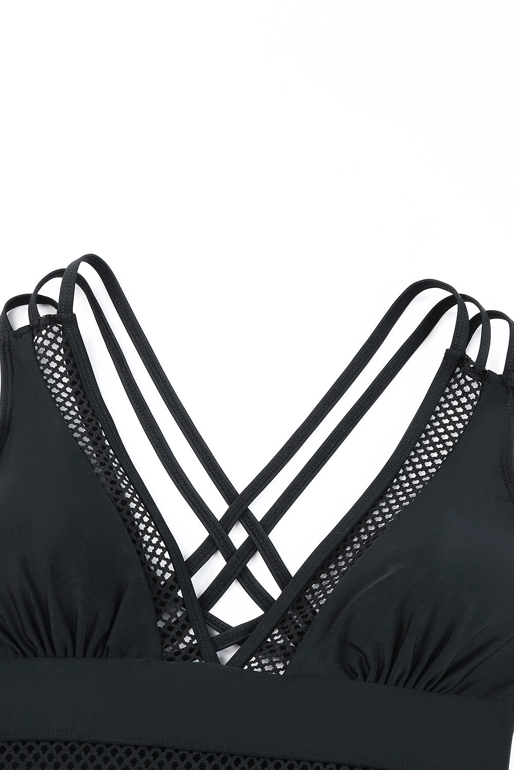 Black Solid Mesh One Piece Swimsuit-Bella Boutique Collective