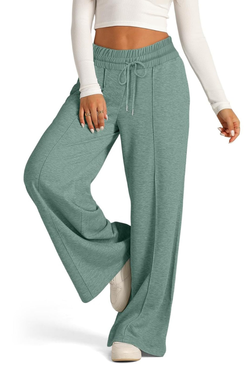 Drawstring Elastic Waist Wide Leg Pants-Bella Boutique Collective