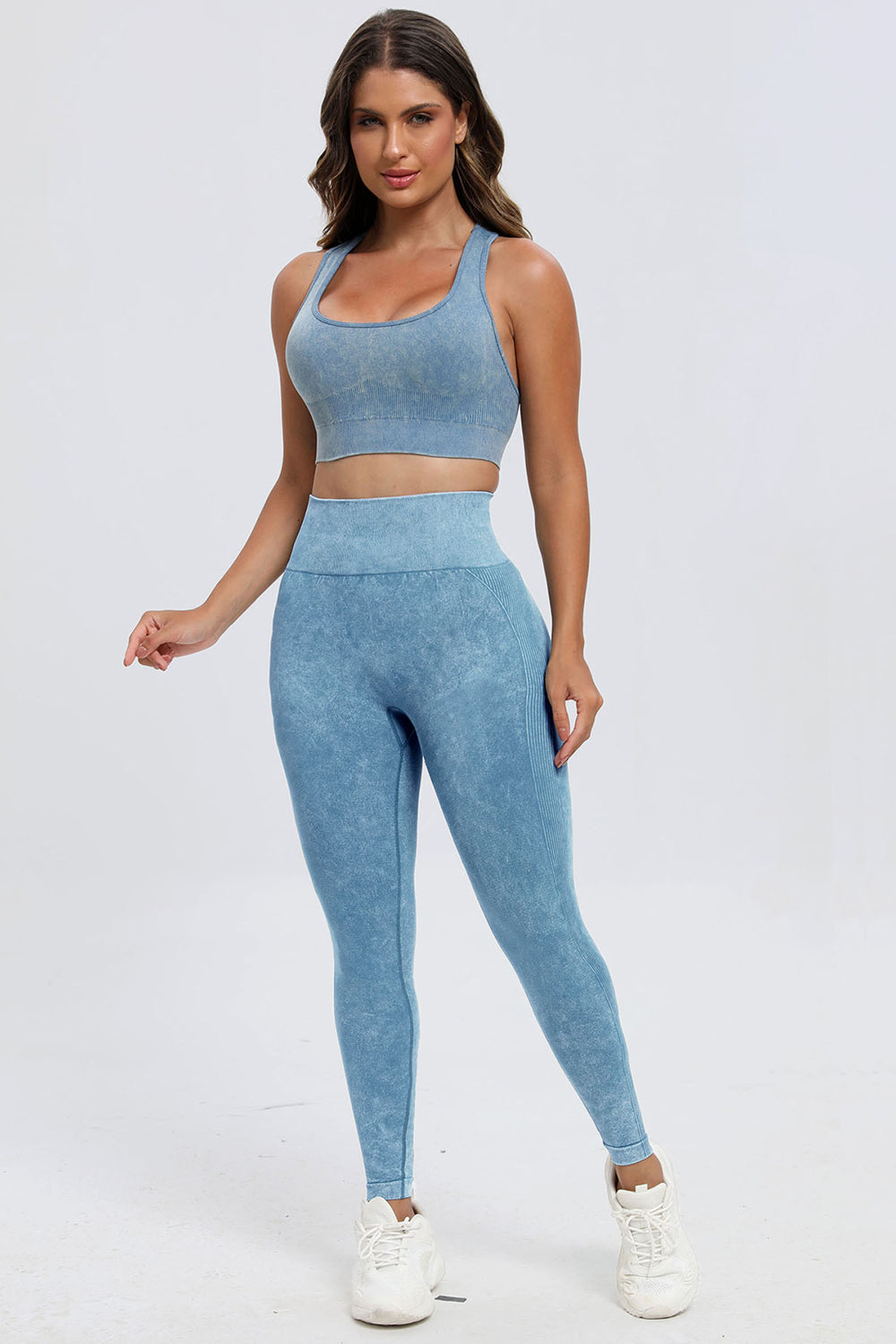 3 Piece Washed Square Neck Wide Strap Active Set-Bella Boutique Collective
