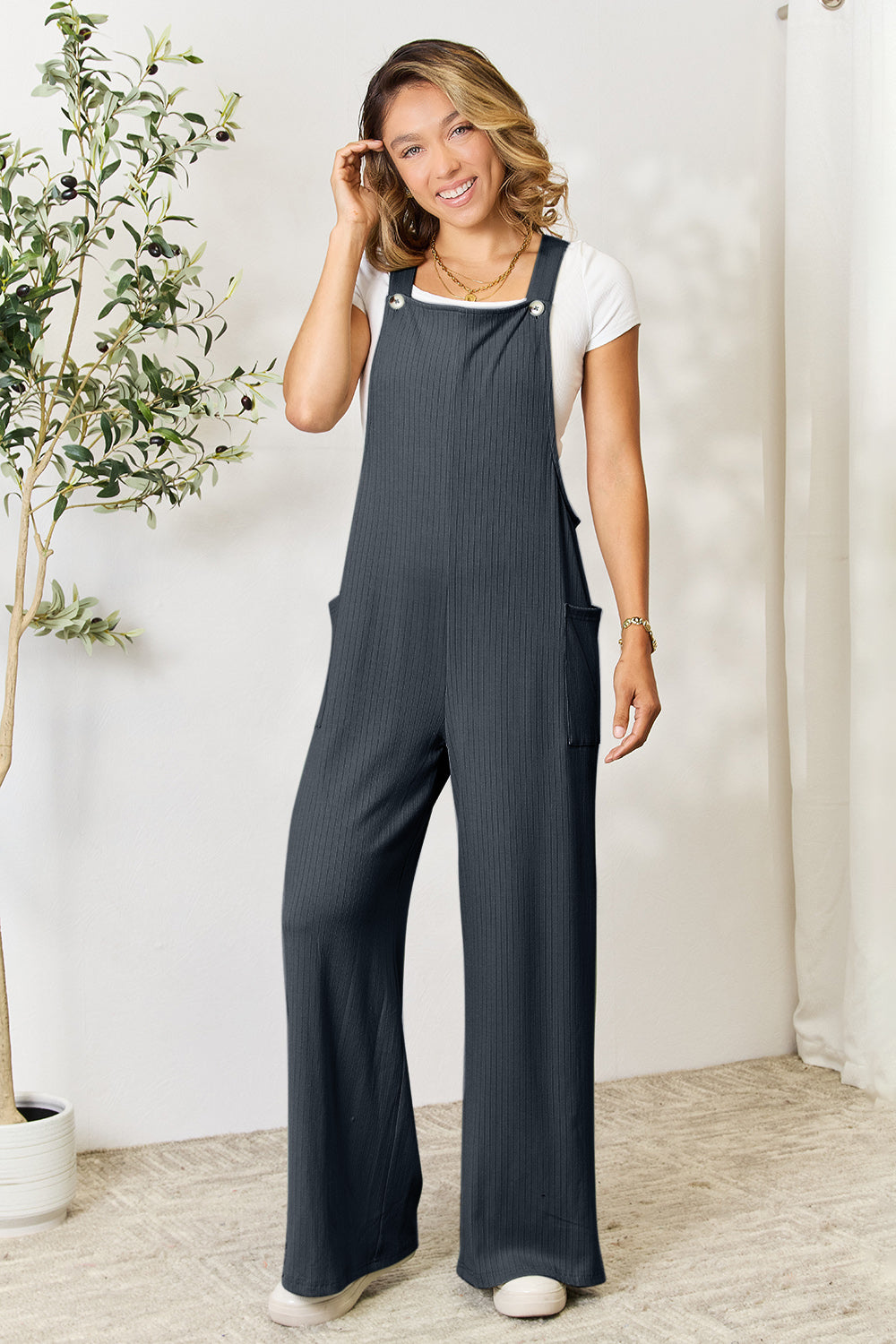 Double Take Full Size Wide Strap Overall with Pockets-Bella Boutique Collective